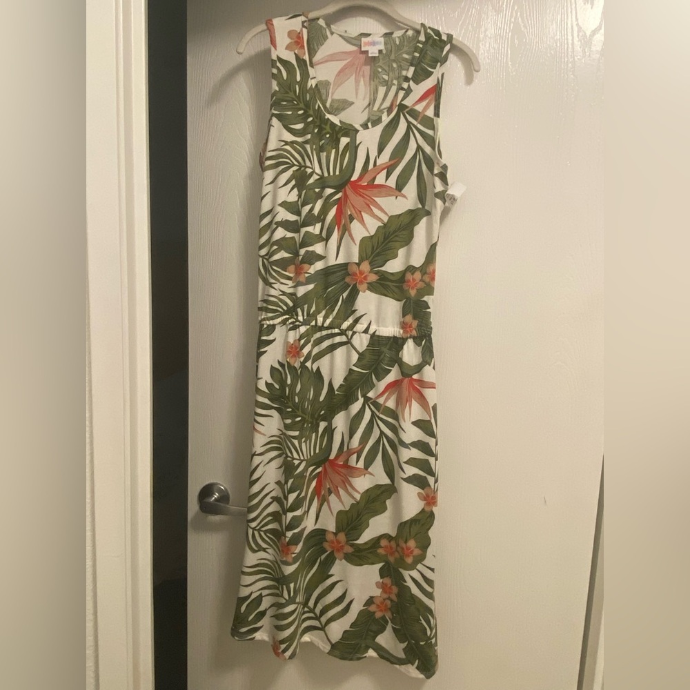 LuLaRoe Tropical Green and Orange Dress